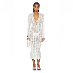 Lioness White Crochet Swim Cover-Up